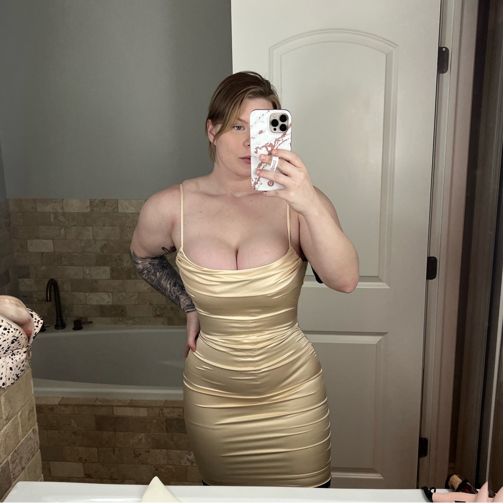 Oh Polly Cream midi dress